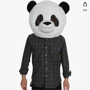 Oversized Plush Panda Head Mask